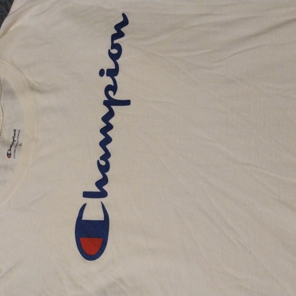 Champion White Long Sleeve Tee with Blue and Red Logo - Picture 3 of 5